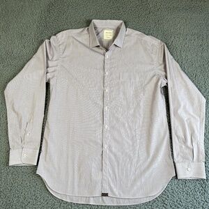 Billy‎ Reid Shirt Men's XXL Gray White Button Up Standard Cut Made In Italy